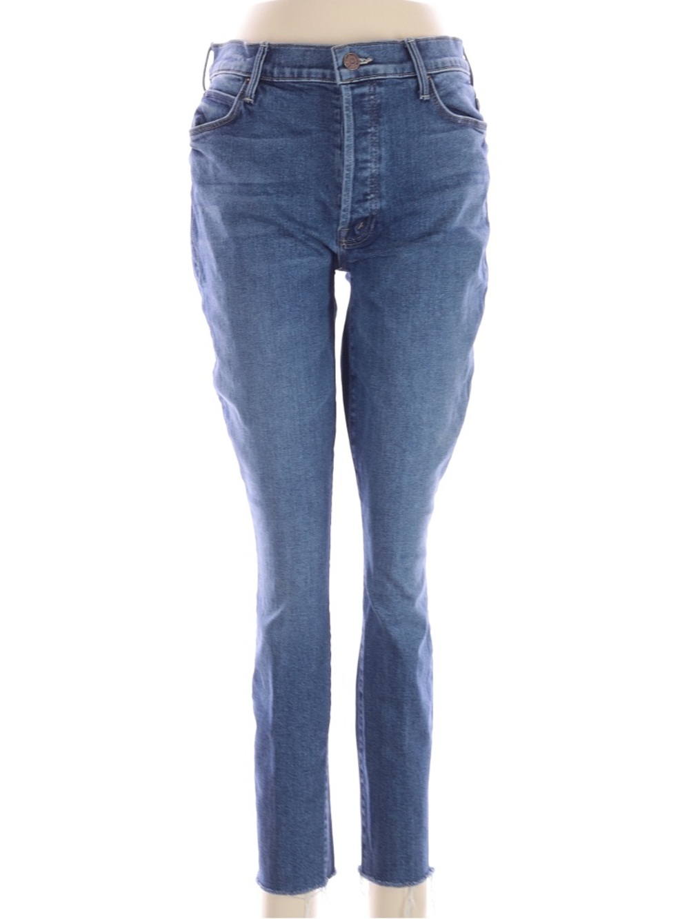 MOTHER Blue Straight frayed Leg Jeans